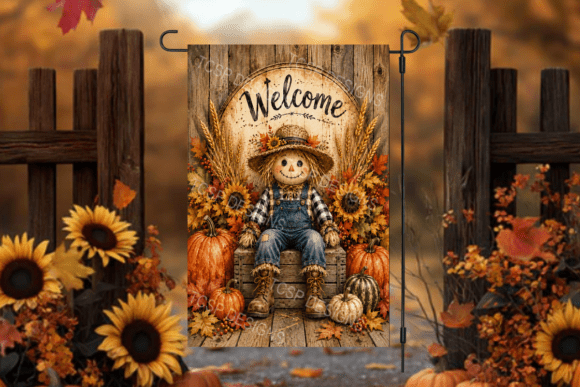 Fall Scarecrow Welcome Garden Flag