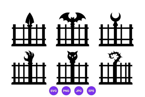 Fence Top Decorations Vector Silhouettes