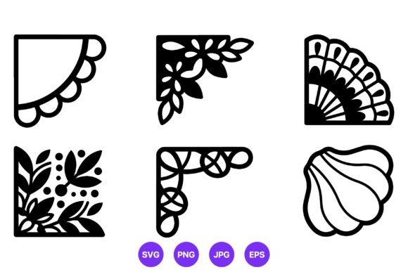 Floral Scallop Corner Vector Art Set