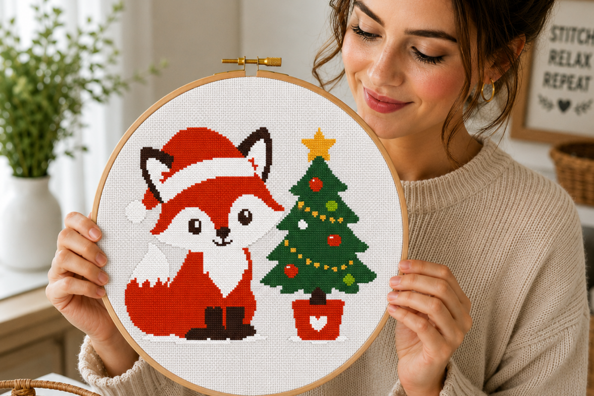 Fox Christmas Tree Cross Stitch PDF