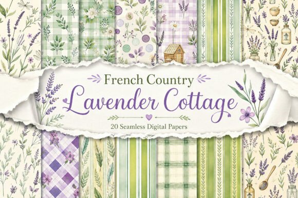 French Country Lavender Cottage Digital