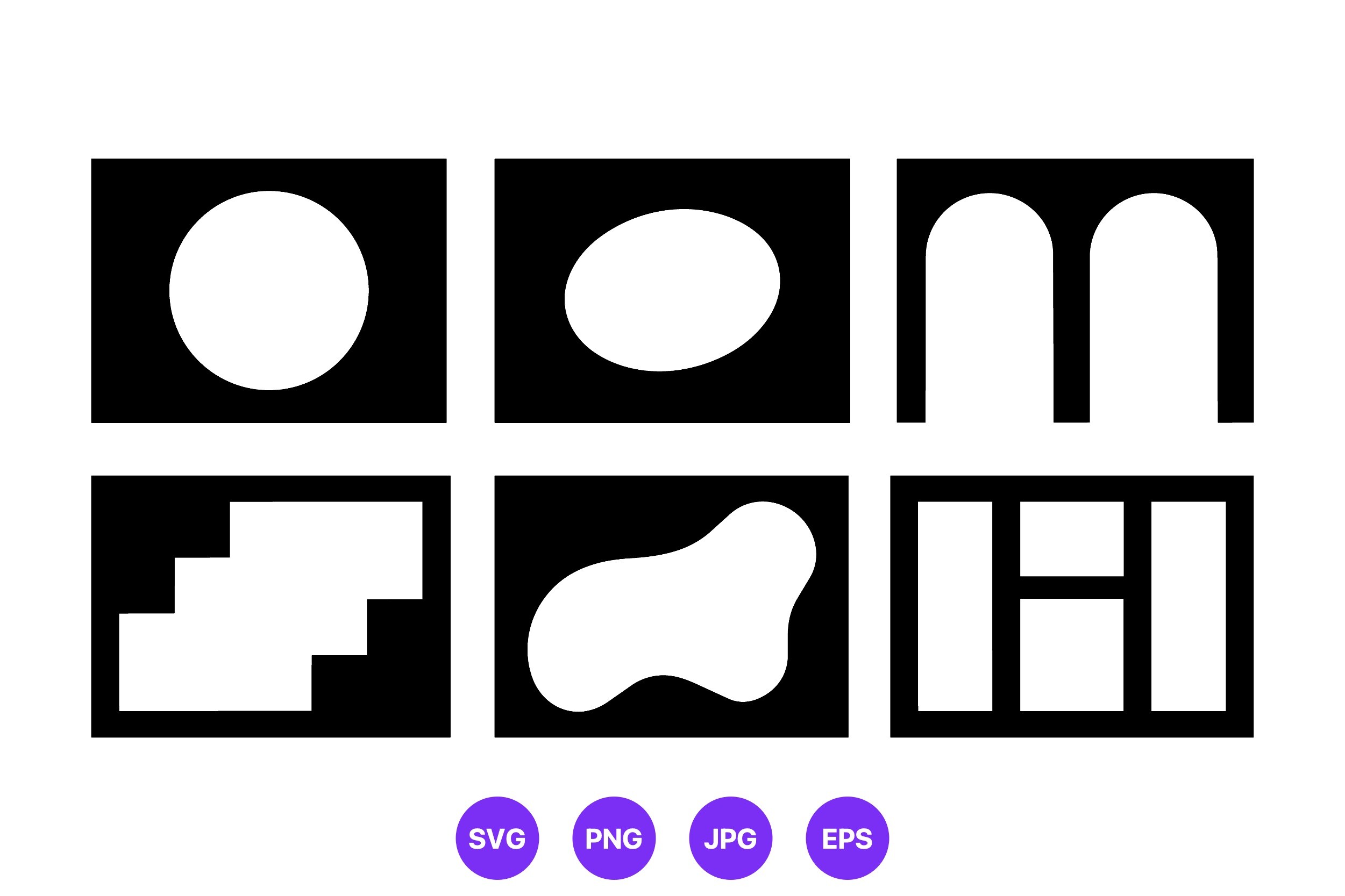 Geometric Shapes Black and White Vector