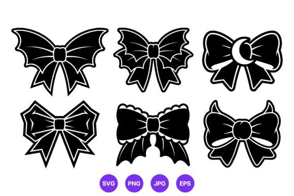 Halloween Bat Bows Vector Set