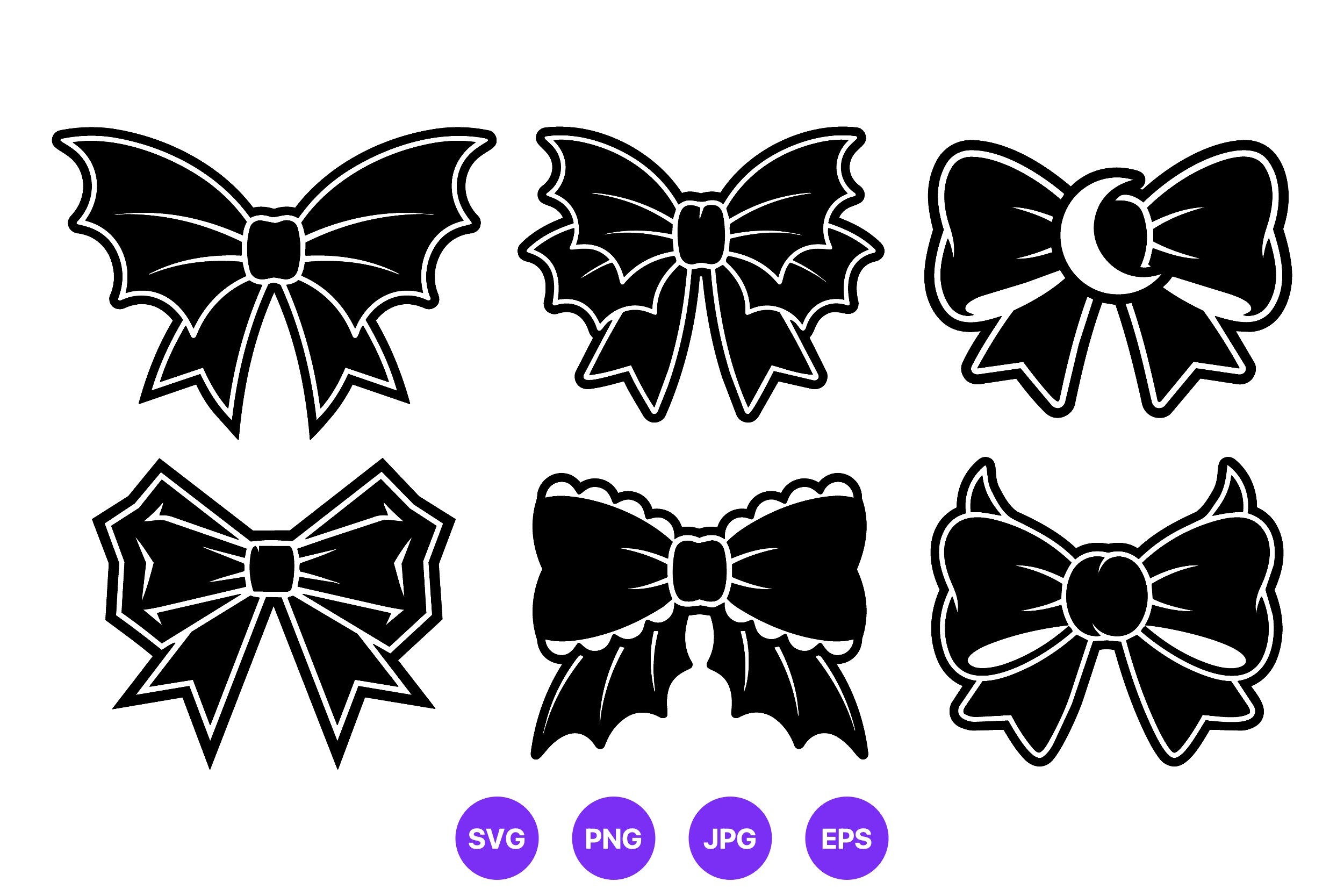 Halloween Bat Bows Vector Set
