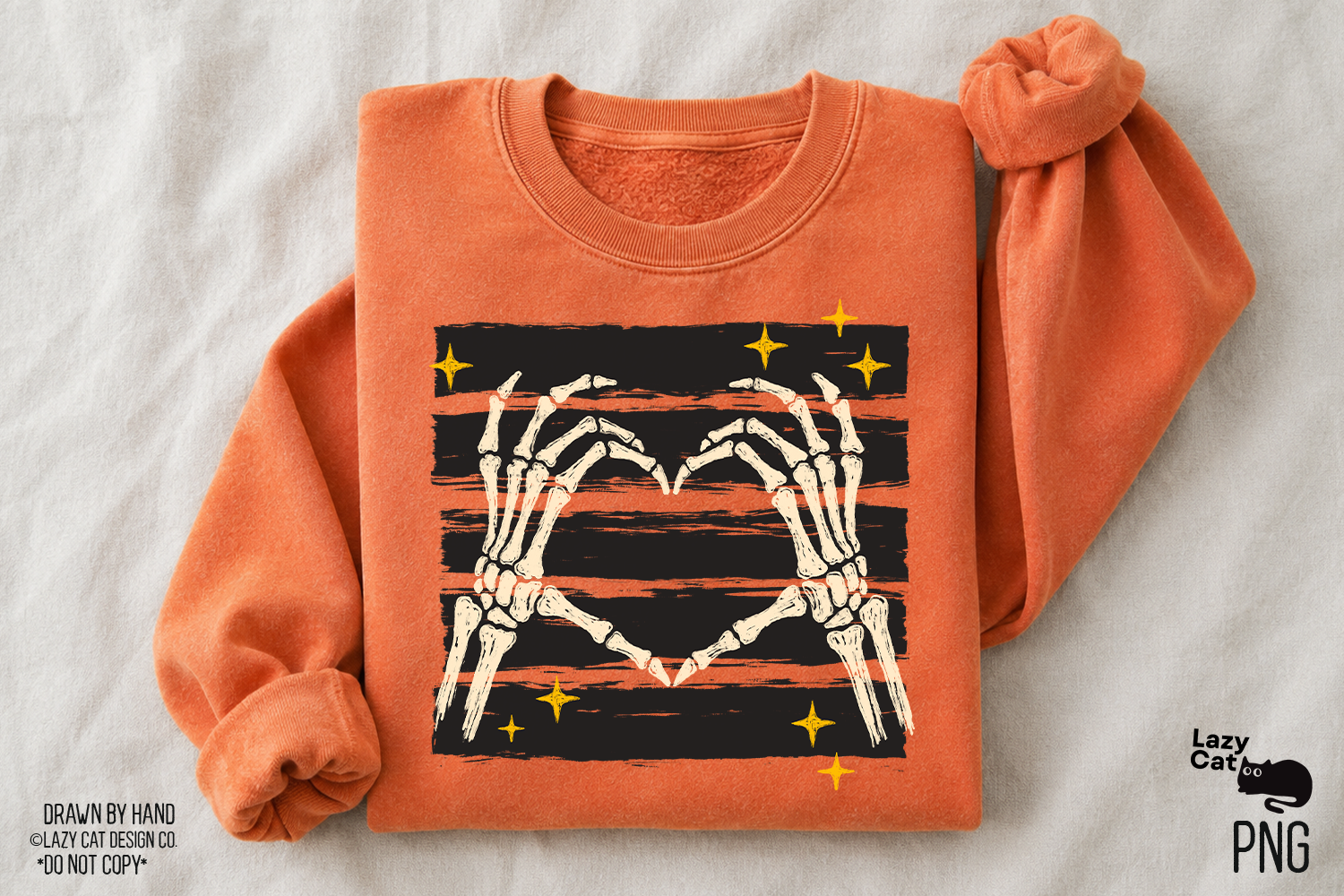 Halloween Skeleton Hand Stripes PNG