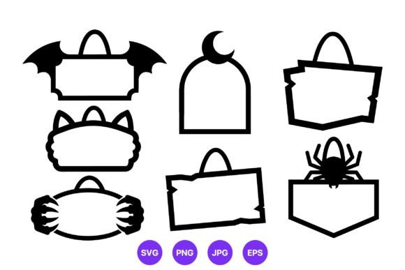 Halloween Silhouette Hanging Signs with