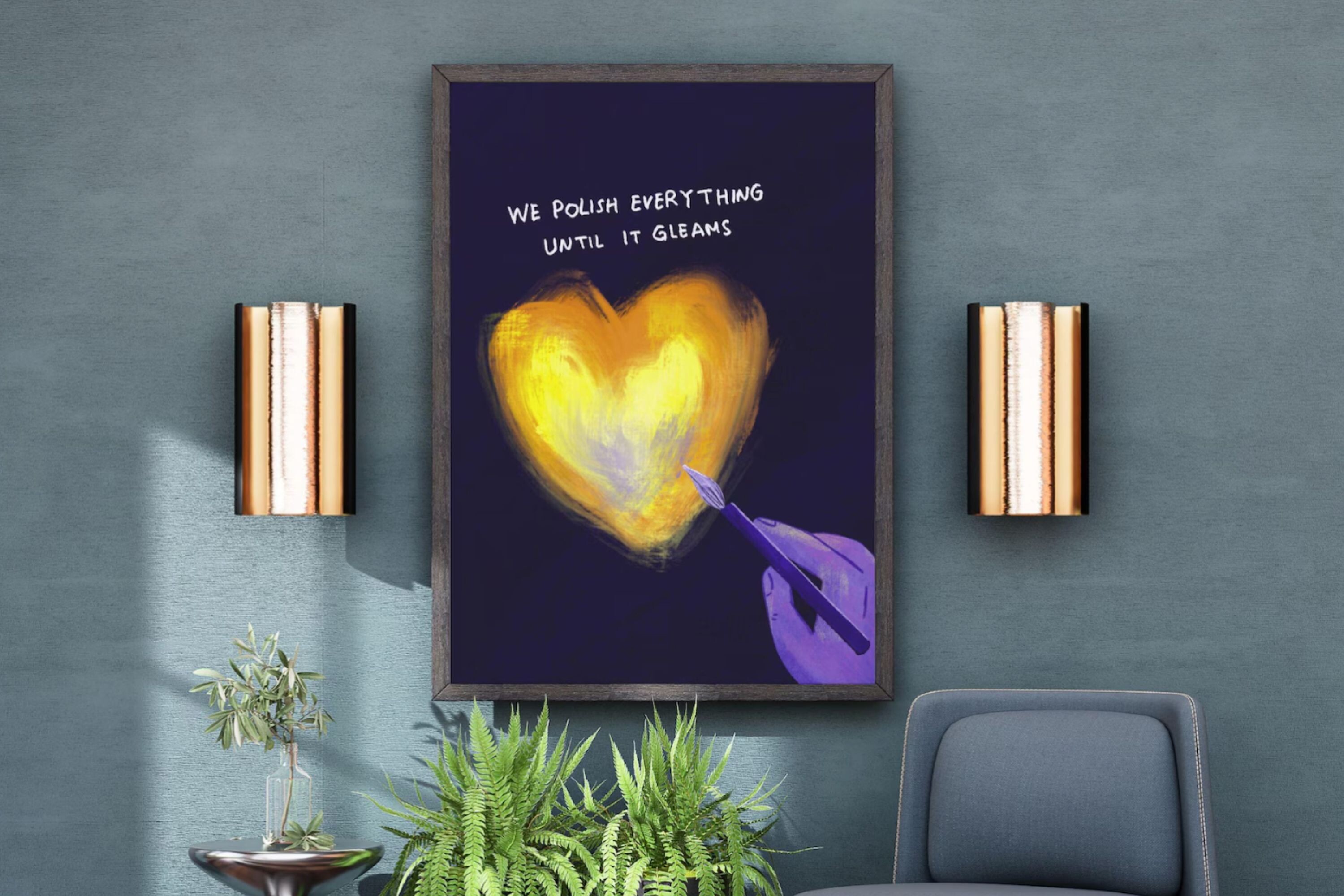 Heart Shaped Wall Art Gleaming Textured