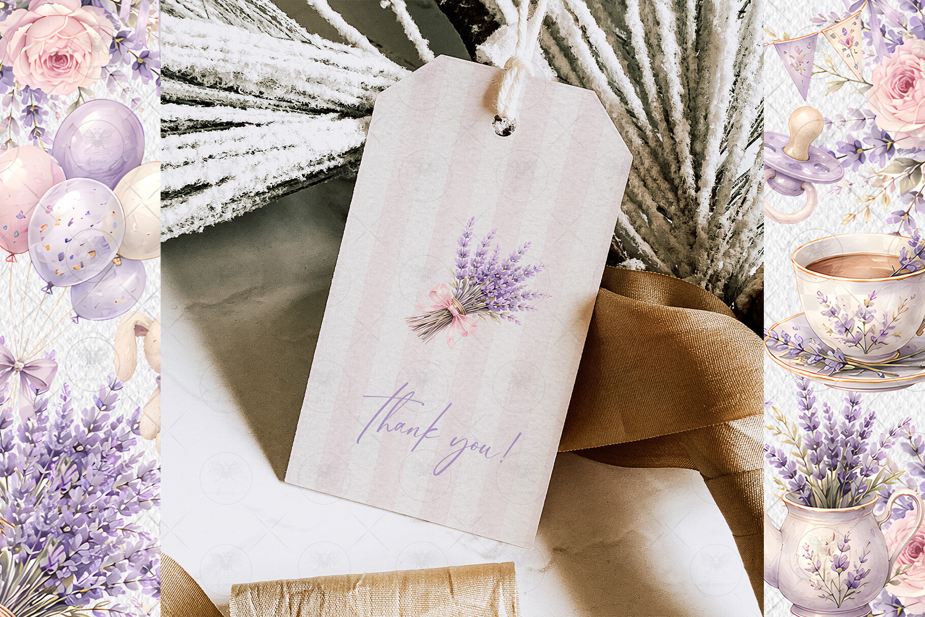 Lavender Baby Shower Watercolor Clipart - photo 4