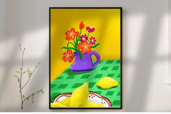 Mediterranean Kitchen Print, Floral Vase
