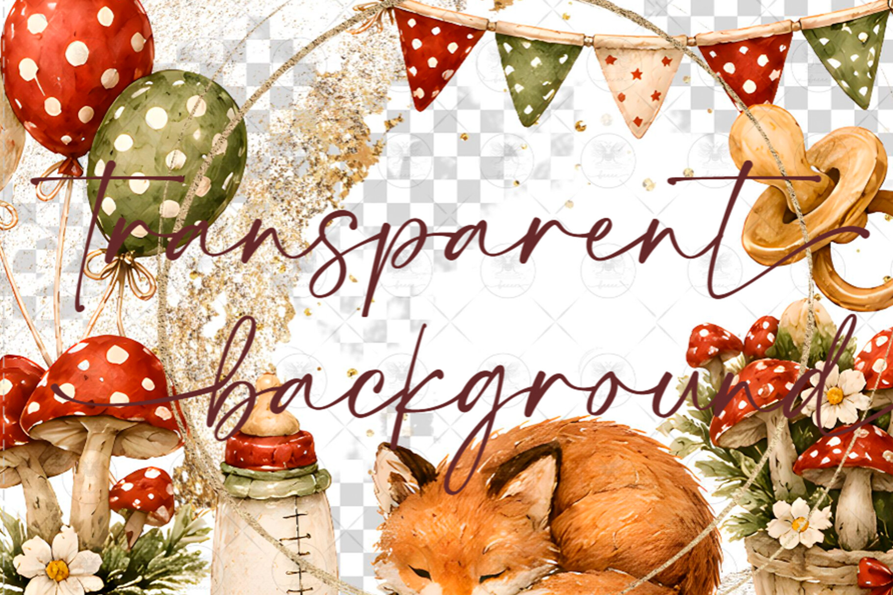 Mushroom Woodland Baby Clipart - photo 2