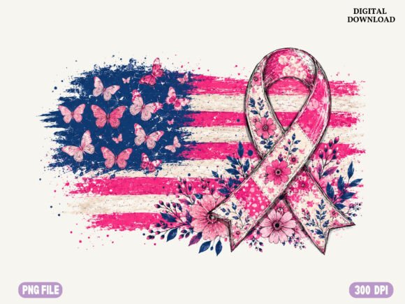 Patriotic Breast Cancer Awareness PNG