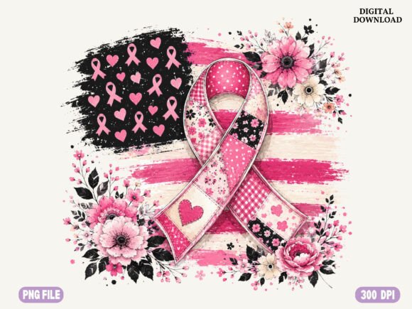 Pink Breast Cancer Awareness Flag PNG