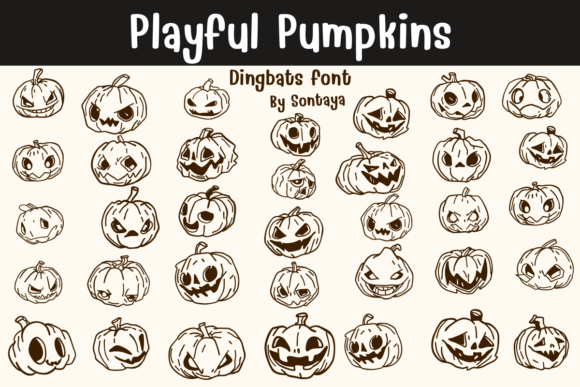 Preview of Playful Pumpkins dingbat font
