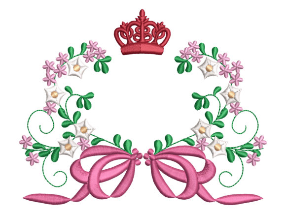Princess Crown Blossom Frame Embroidery