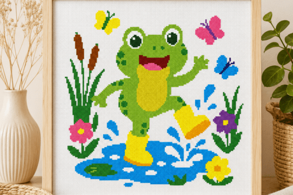 Rain Boots Frog Cross Stitch PDF