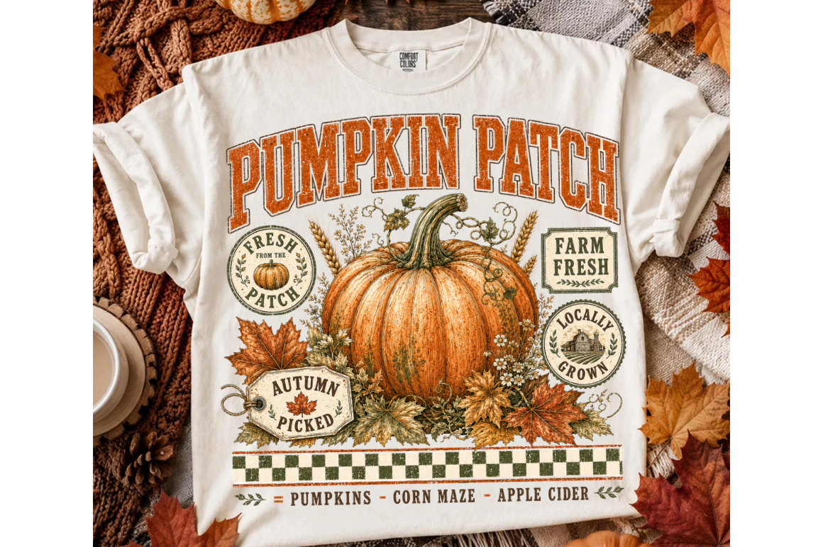 Retro Pumpkin Patch Png, Trendy Fall PNG