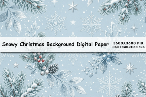 Snowy Christmas Background,Digital Paper