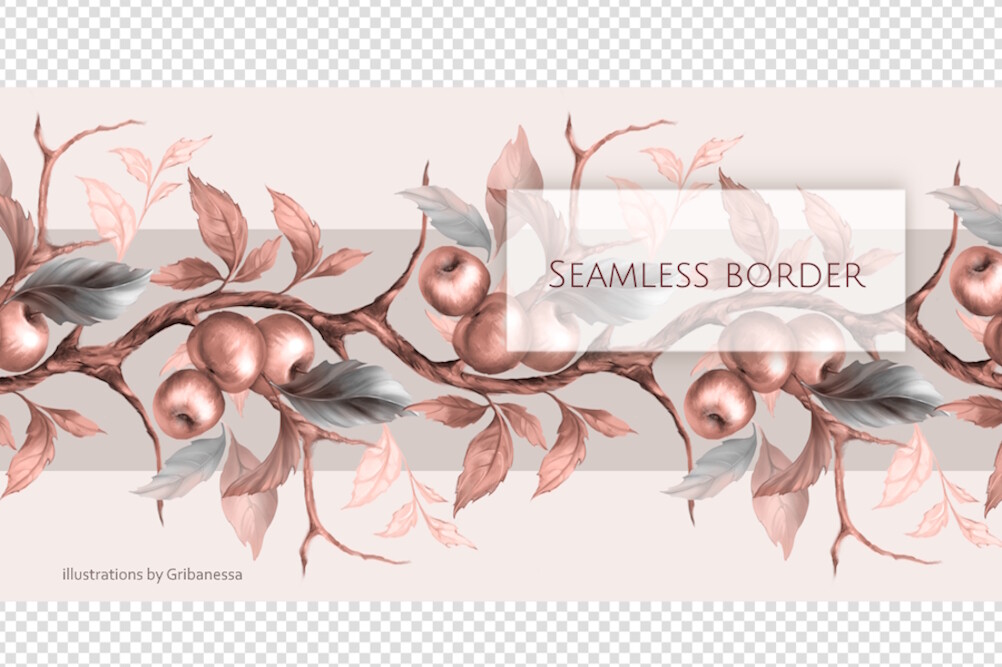 Soft Apple Branch Seamless Border