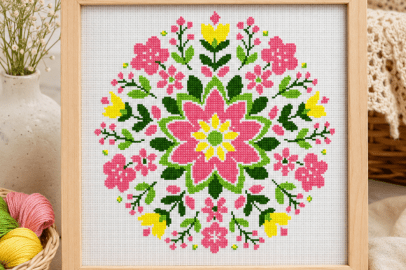 Spring Blossom Mandala Cross Stitch PDF