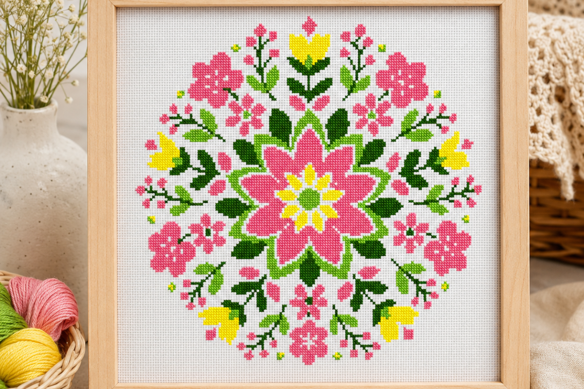 Spring Blossom Mandala Cross Stitch PDF