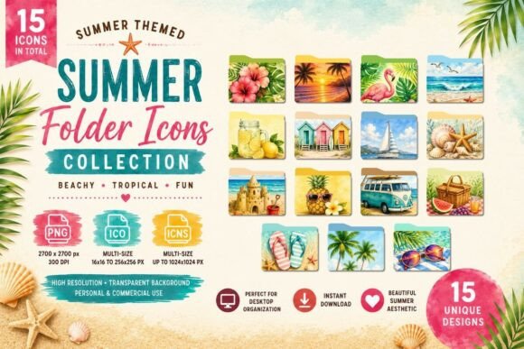 Summer Folder Icons Bundle