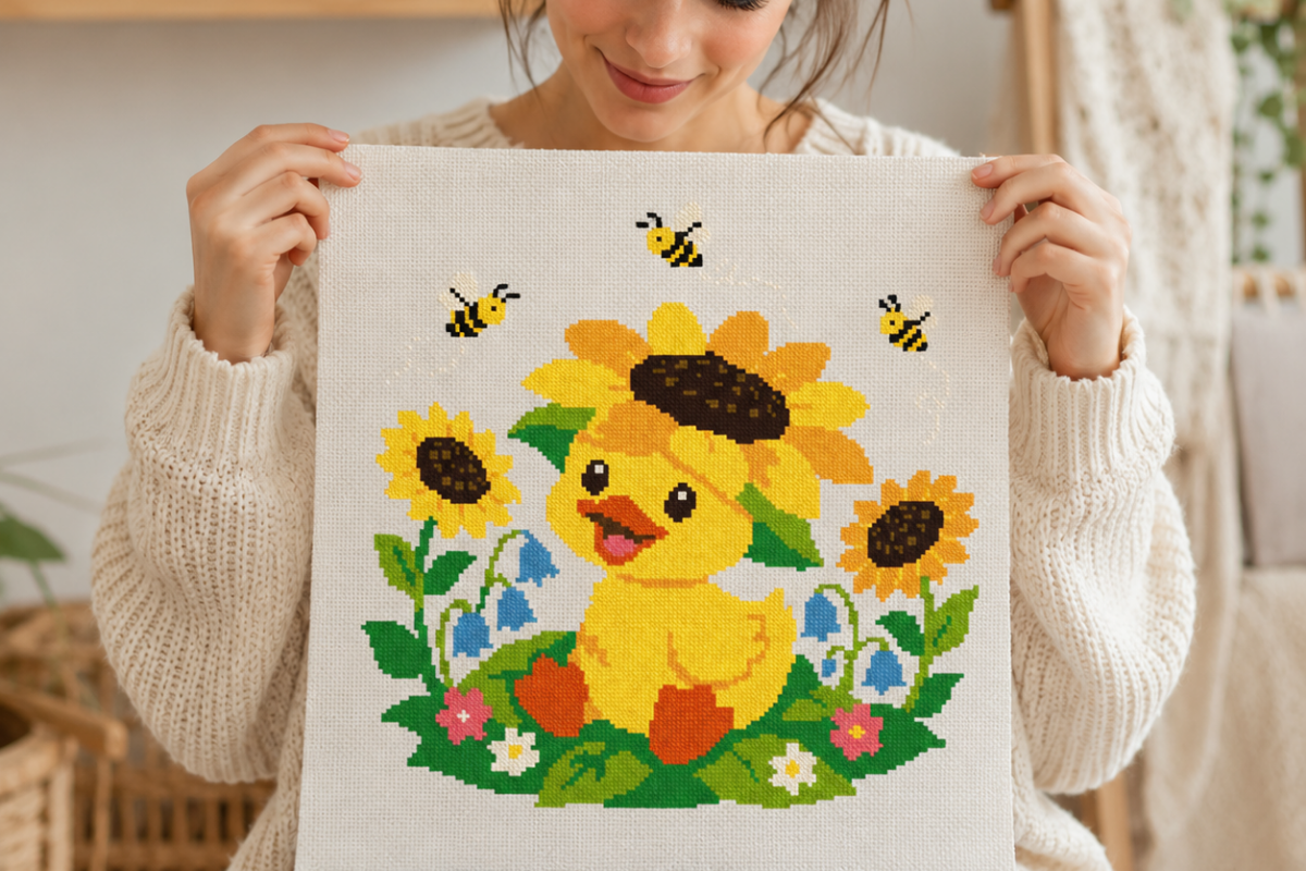 Sunflower Duckling Cross Stitch PDF
