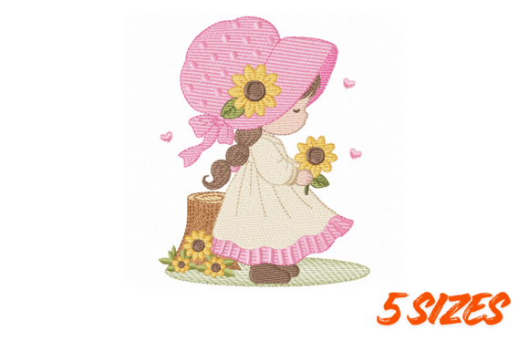 Sunflower Girl Embroidery Design Pattern