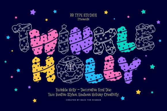 Preview specimen of Twinkle Holly decorative font