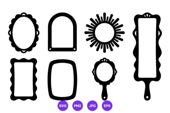 Vintage Mirror Frames Silhouettes Vector