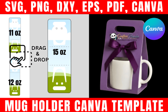 11oz 12oz 15oz Mug Gift Box Template Graphics