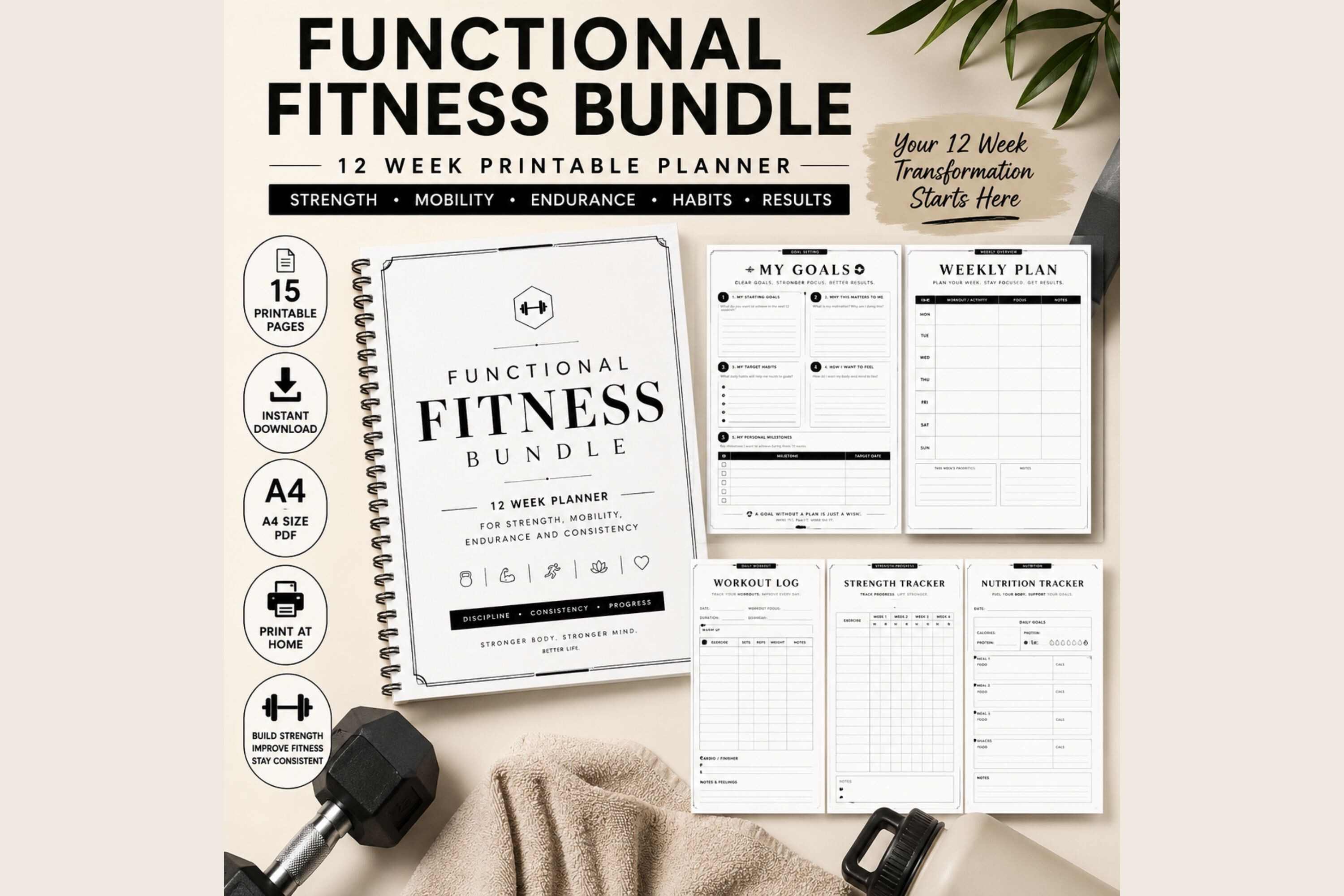 12 Week Fitness Planner Bundle