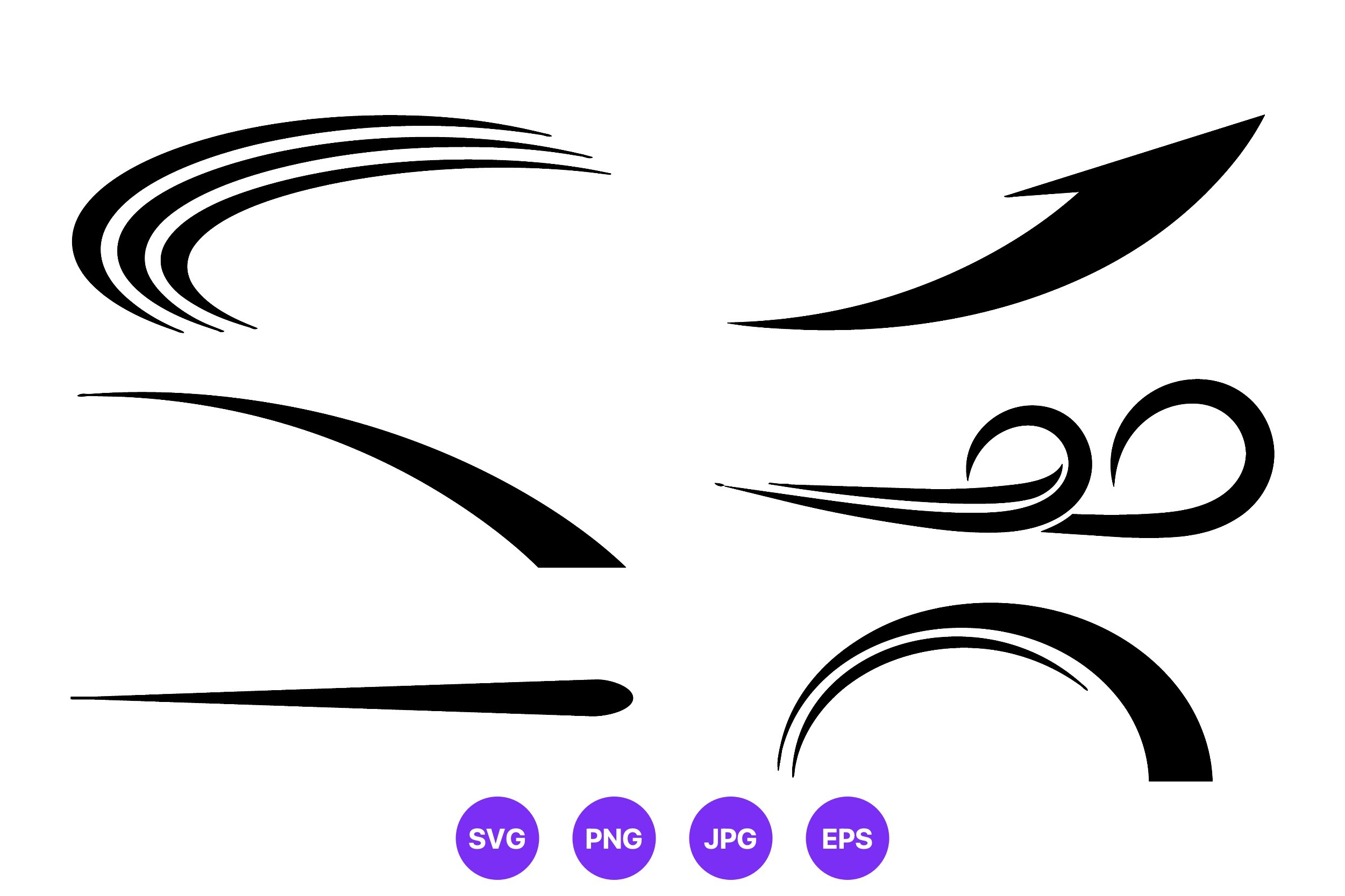 Black Abstract Vector Swoosh Elements