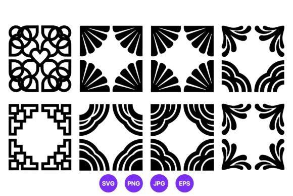 Black Decorative Corner Shapes Vector