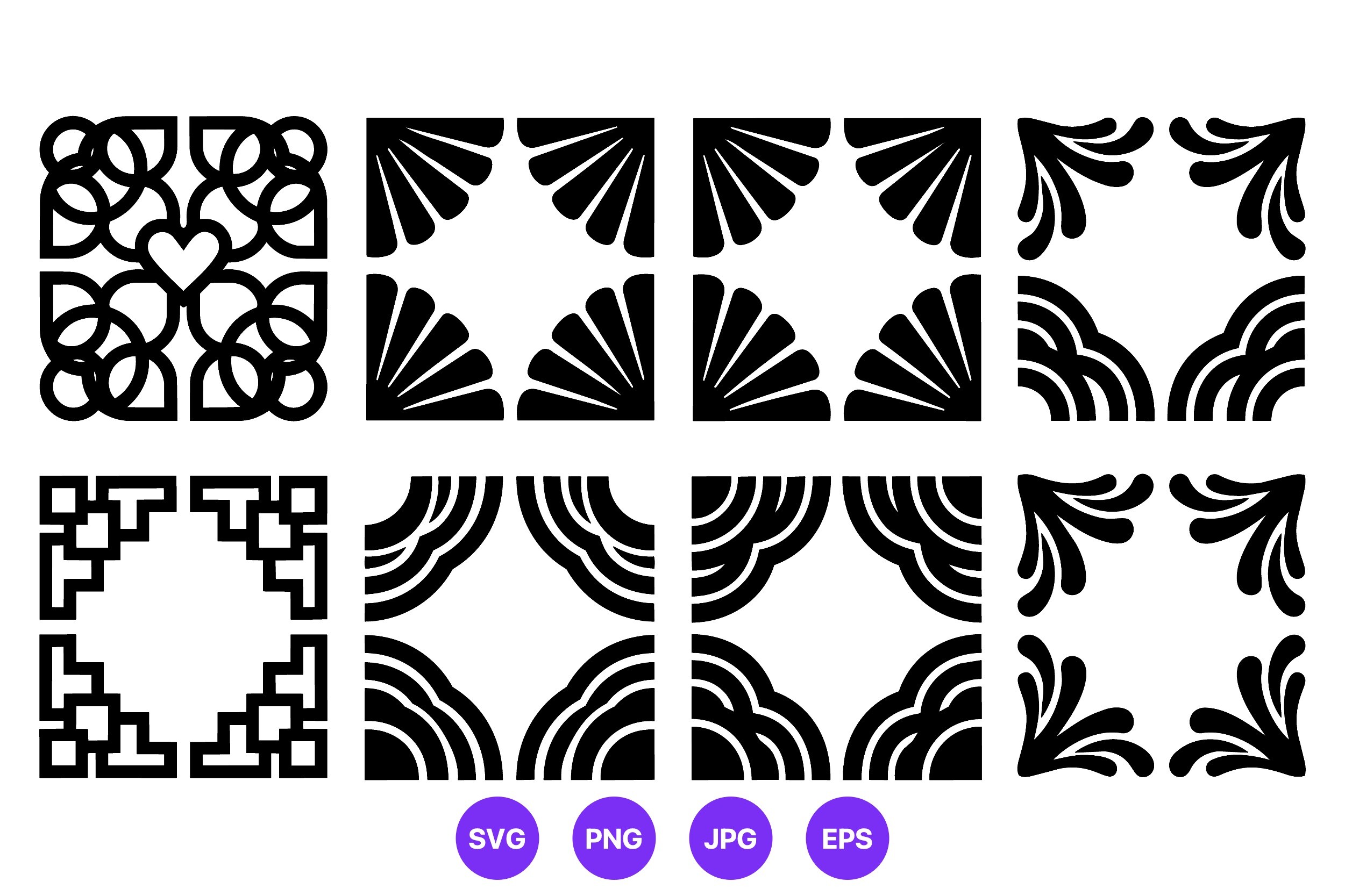 Black Decorative Corner Shapes Vector