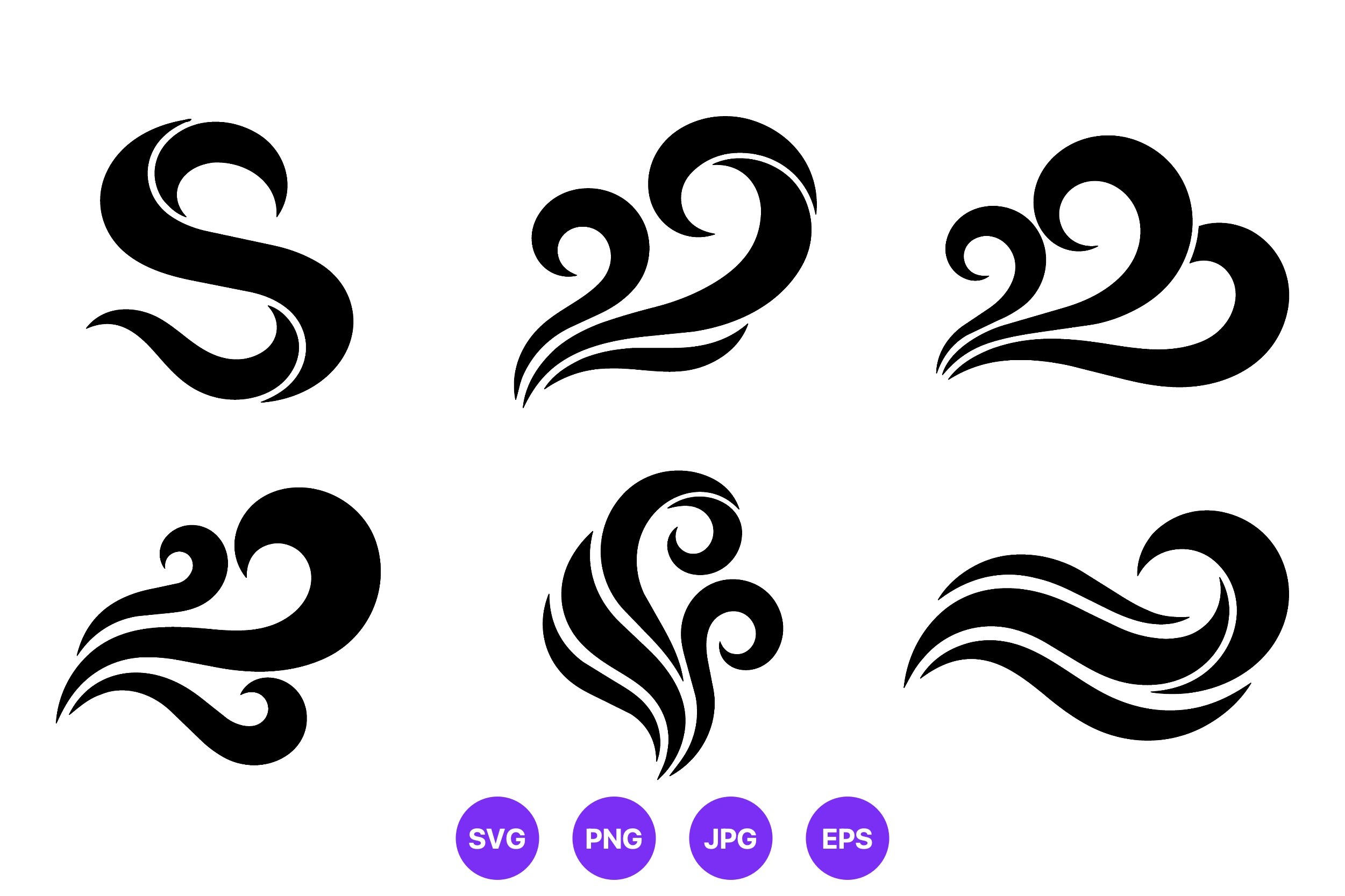 Black Ornamental Swirl Vector Collection