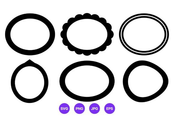 Black Oval Frame Set Vector Art