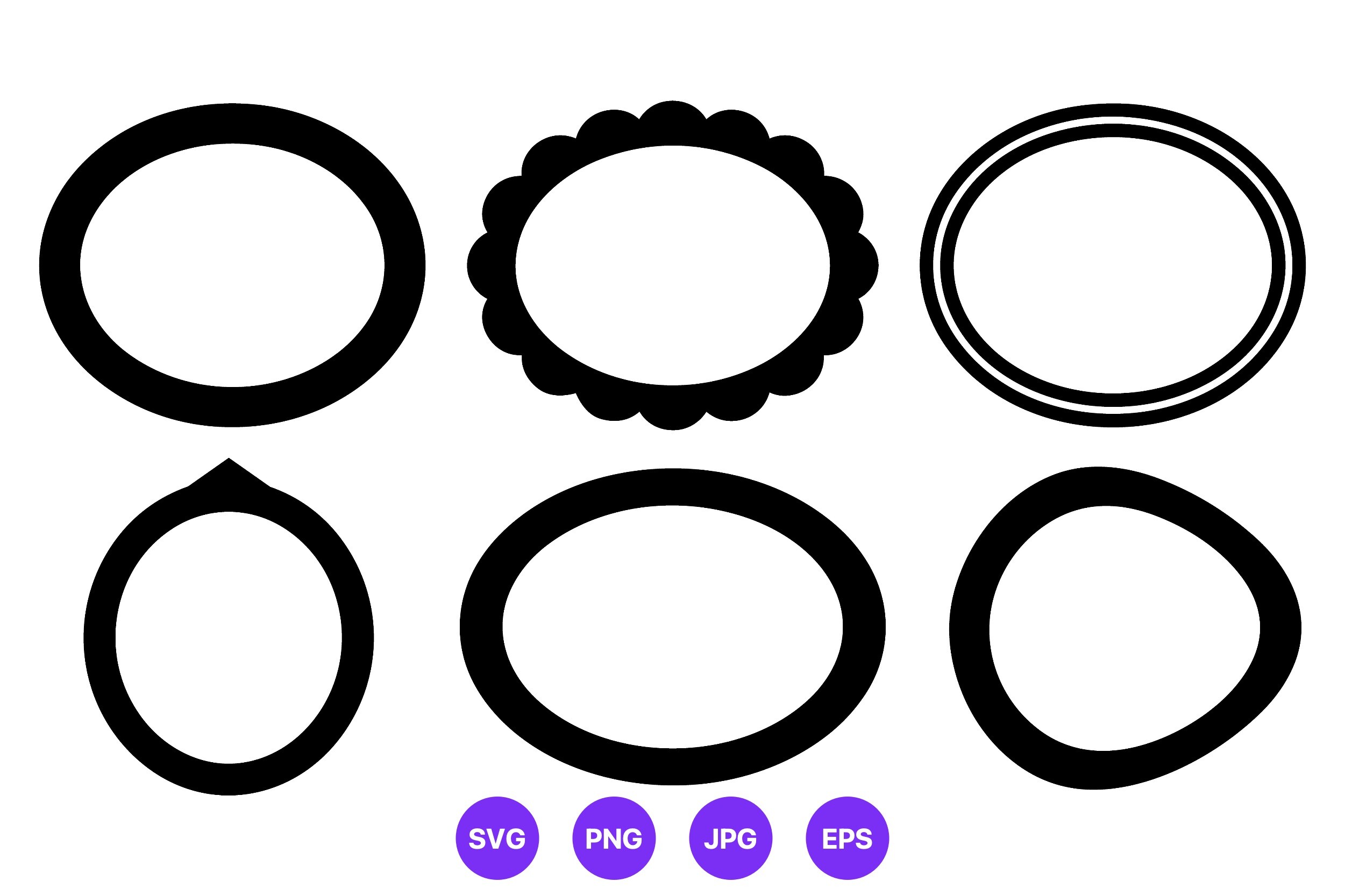 Black Oval Frame Set Vector Art
