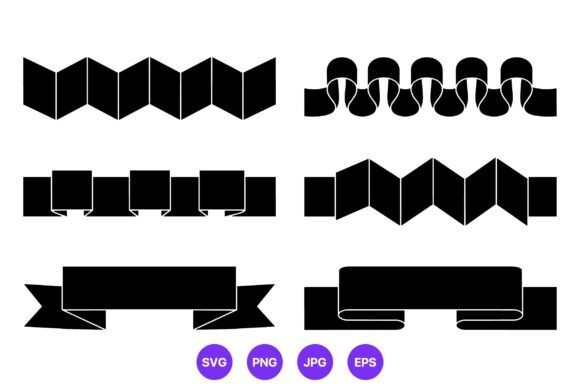 Black Scroll Ribbons Vector Set