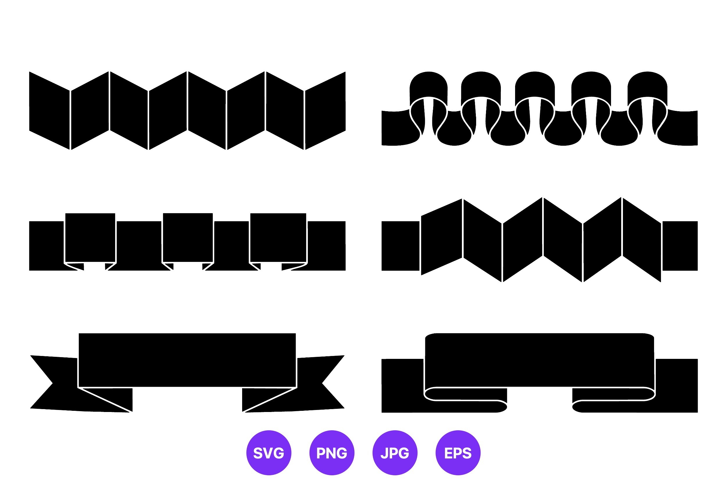 Black Scroll Ribbons Vector Set