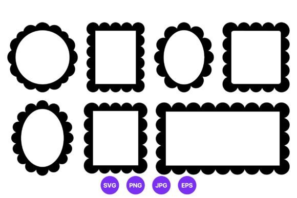 Black Scalloped Edge Frames Vector Set