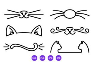 Cat Face Parts Vector Line Art Graphic by DesignVectx Β· Creative Fabrica
