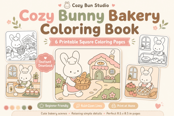 Cozy Bunny Bakery Coloring Book