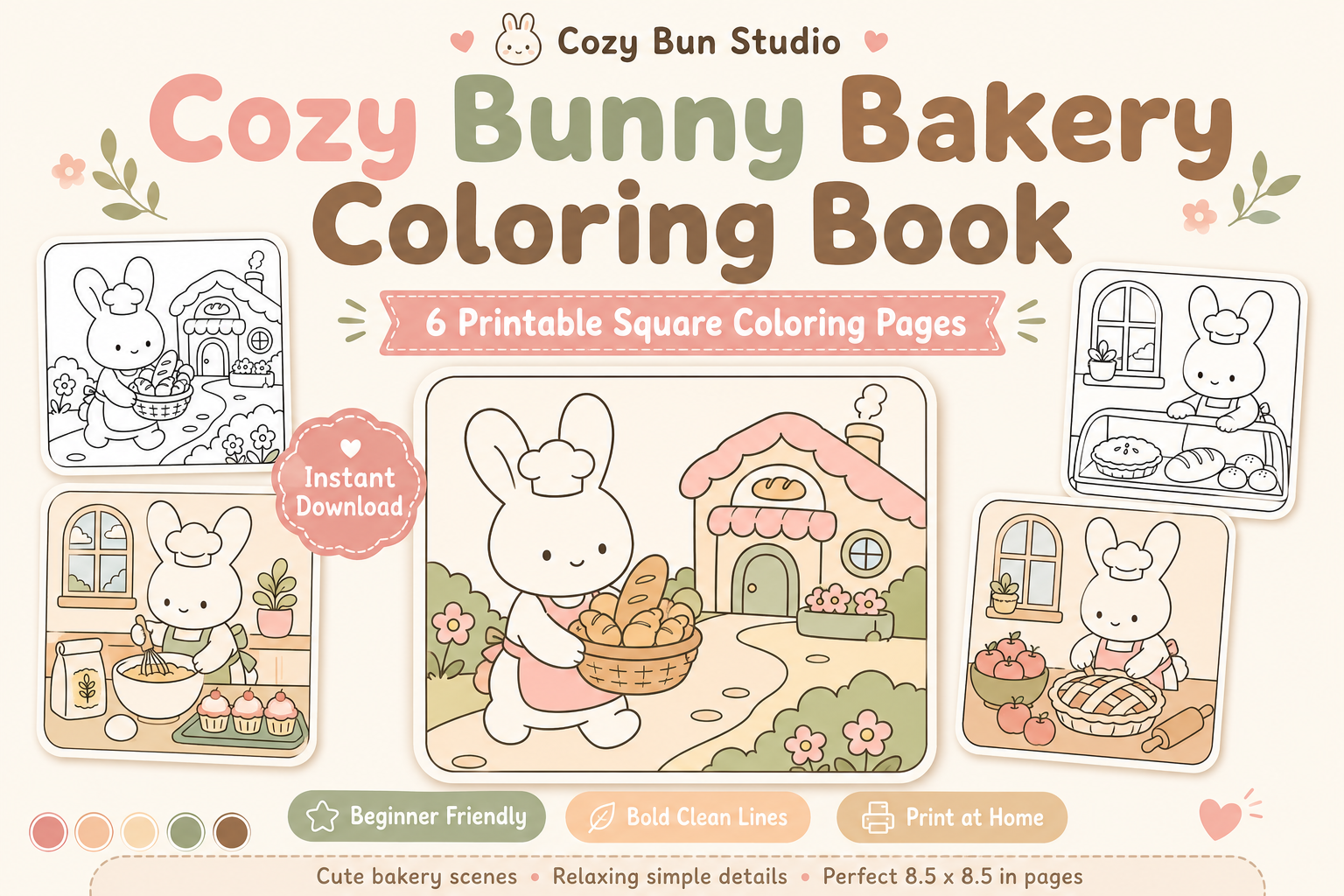 Cozy Bunny Bakery Coloring Book