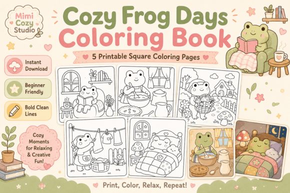 Cozy Frog Days Coloring Book PDF