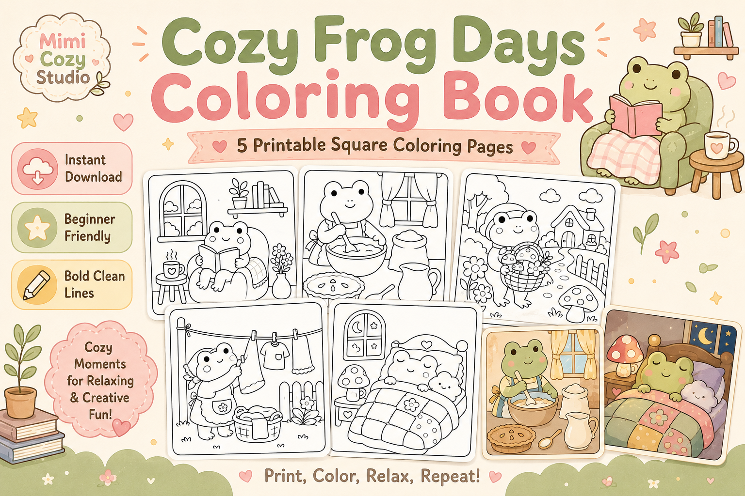 Cozy Frog Days Coloring Book PDF