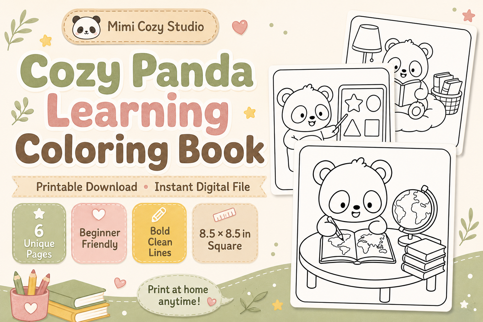 Cozy Panda Learning Coloring Book PDF