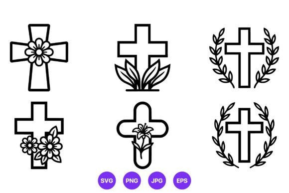 Crosses Floral Laurel Wreath Vector