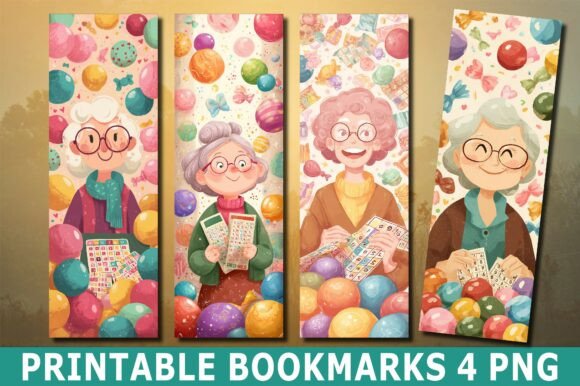 Cute Bingo Grandma Art PNG Bookmark
