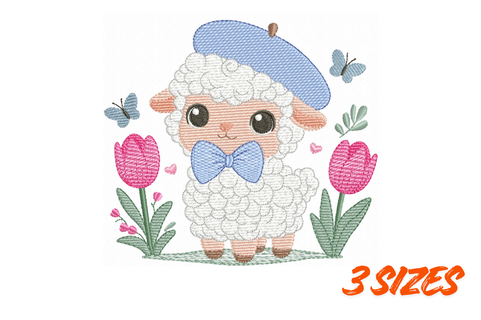 Cute Lamb with Beret Embroidery Design