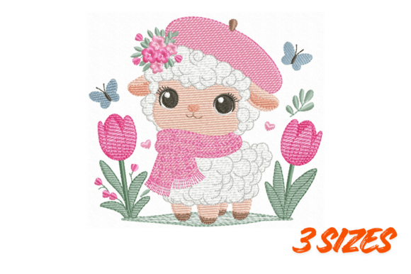Cute Pink Lamb Embroidery Design File